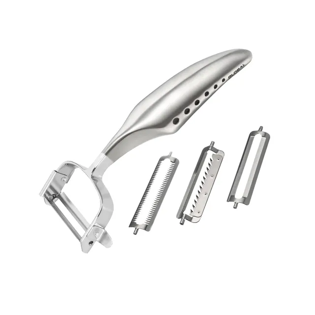 global-3-way-peeler-with-interchangeable-blades-lightweight-japanese-stainless-s image 1