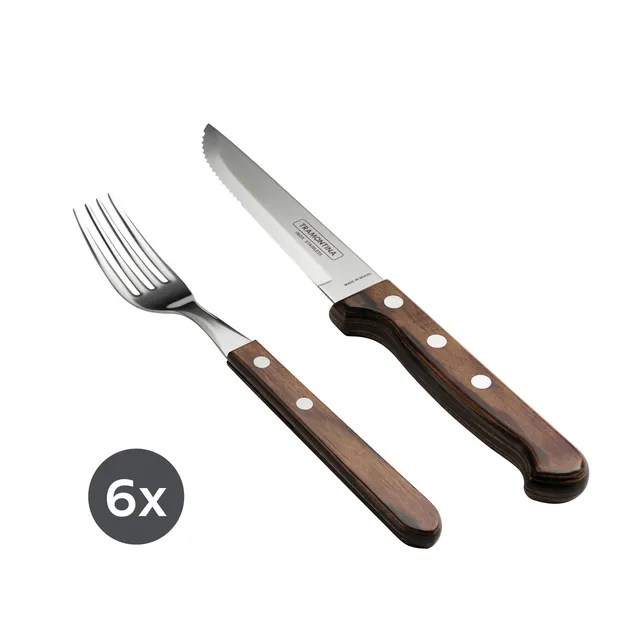tramontina-churrasco-12-piece-polywood-fork-and-steak-knife-set-with-serrated-st image 1