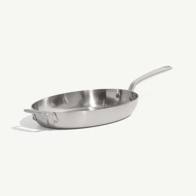 made-in-5-ply-stainless-clad-fish-pan-elongated-skillet-for-whole-fish-and-crisp image 1