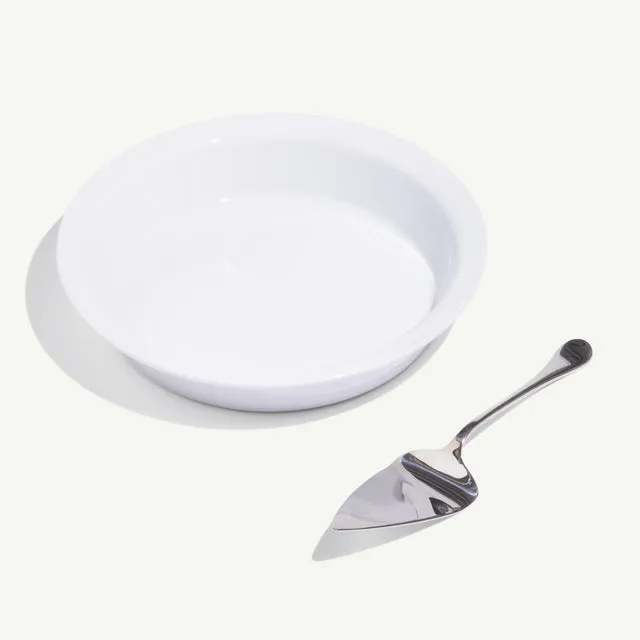 made-in-pie-serving-set-porcelain-pie-dish-and-pie-server-oven-to-table-holiday- image 1