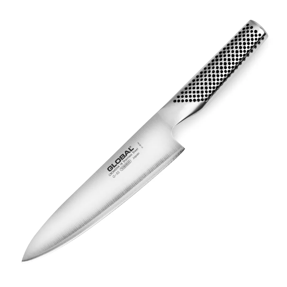 global-7-chef-s-knife-cromova-18-japanese-stainless-steel-dimpled-handle image 1