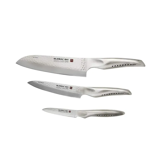global-sai-3001-3-piece-knife-set-7-5-santoku-6-utility-and-3-5-paring-hammered- image 1