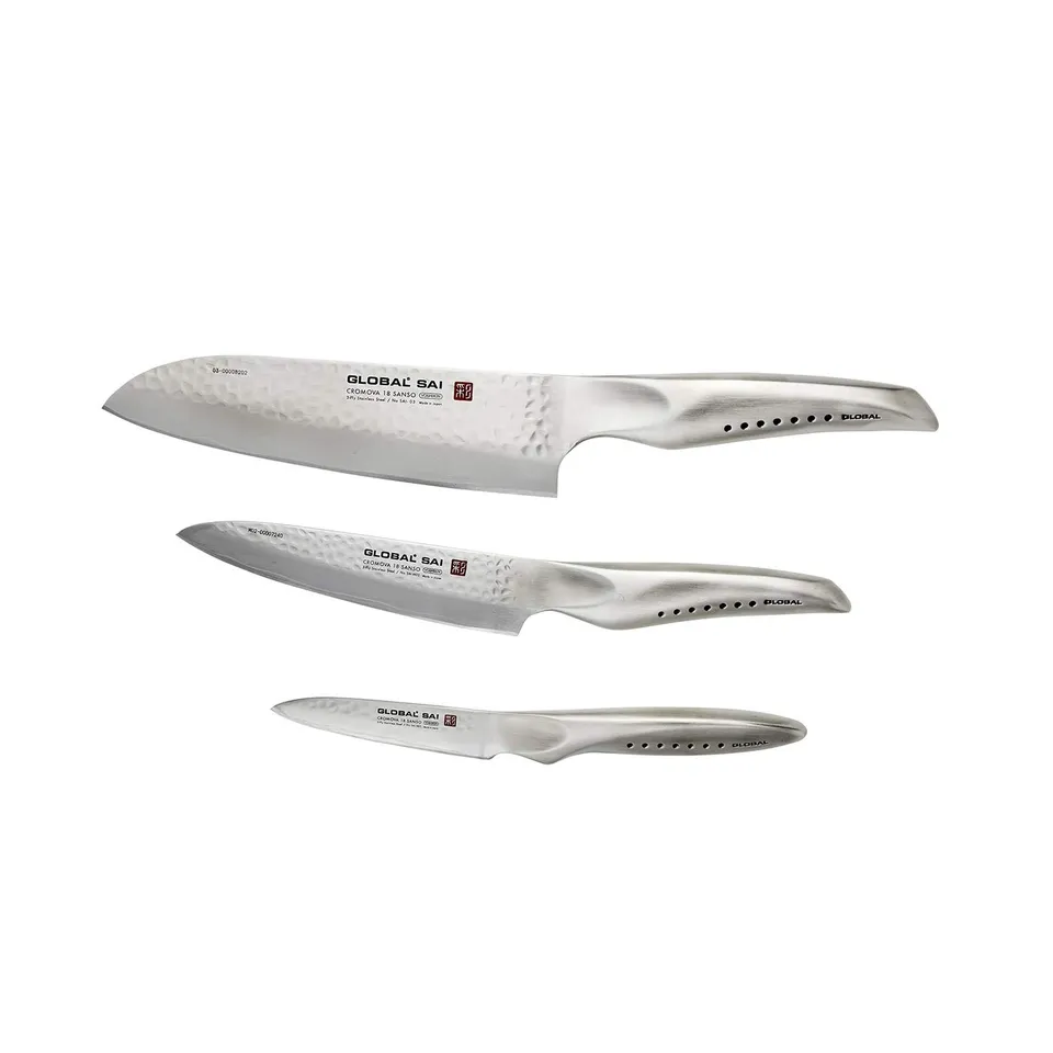 global-sai-3001-3-piece-knife-set-7-5-santoku-6-utility-and-3-5-paring-hammered- image 1