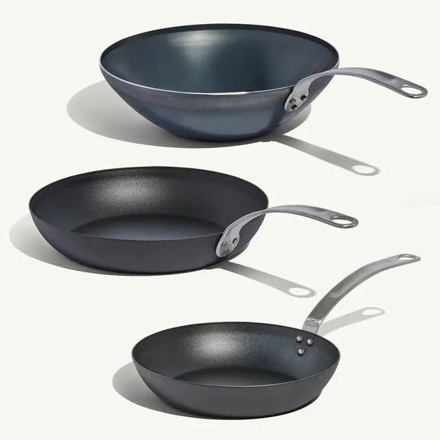 made-in-carbon-steel-chef-set-carbon-steel-wok-two-seasoned-carbon-steel-frying- image 1