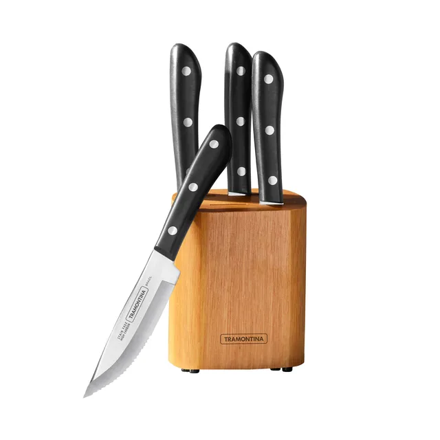 tramontina-porterhouse-4-piece-5-inch-steak-knife-set-with-hardwood-block image 1