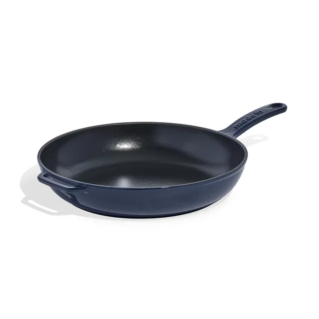 made-in-enameled-cast-iron-skillet-11-5-blue-french-crafted-non-stick-enamel-ind image 1