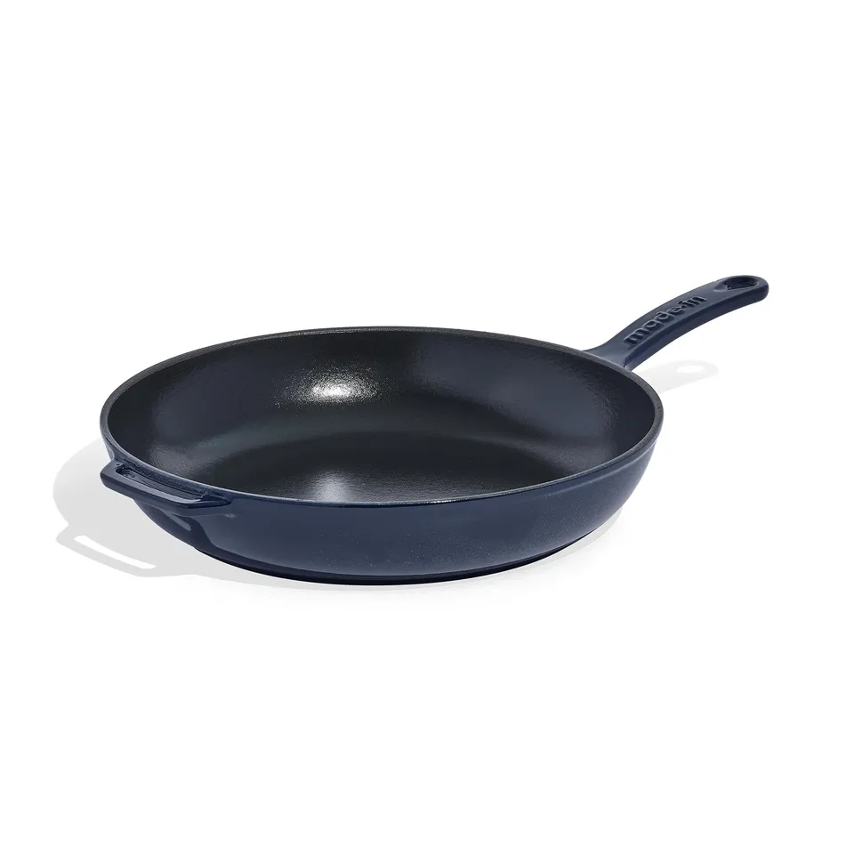 made-in-enameled-cast-iron-skillet-11-5-blue-french-crafted-non-stick-enamel-ind image 1