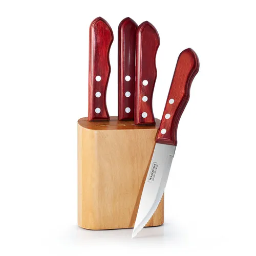 tramontina-porterhouse-5-piece-serrated-steak-knife-set-with-hardwood-counter-bl image 1