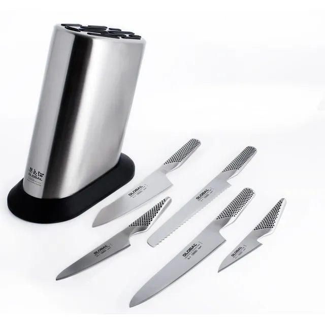global-g-835-ws-6-piece-stainless-knife-block-set-japanese-steel-g-3-g-4-g-9-gs- image 1