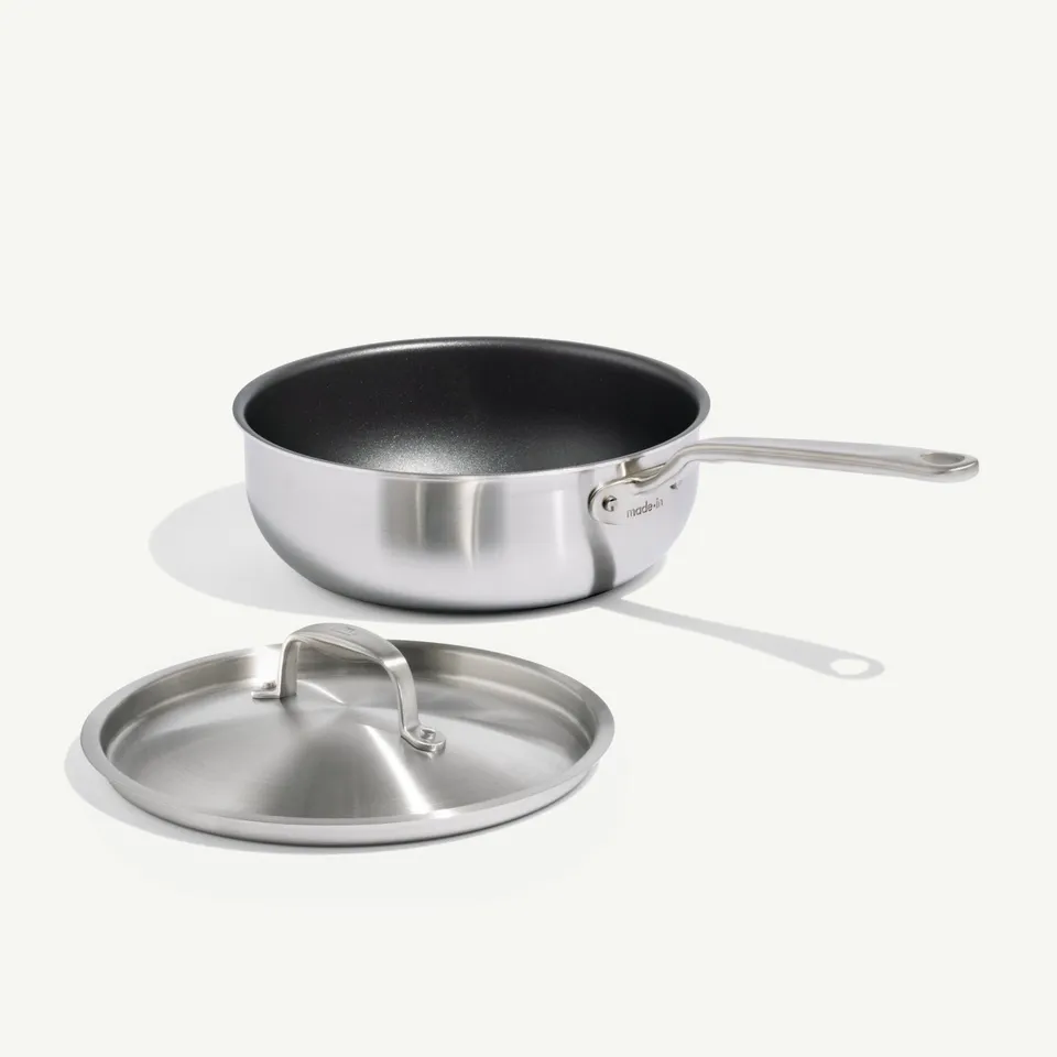 made-in-procoat-non-stick-saucier-rounded-cornerless-pan-over-award-winning-stai image 1