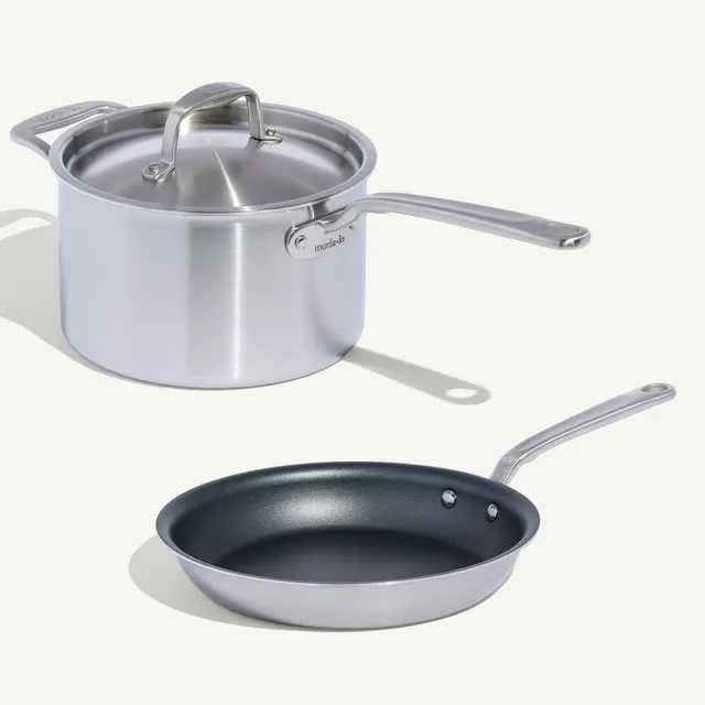 made-in-procoat-non-stick-set-stainless-clad-nonstick-cookware-set image 1