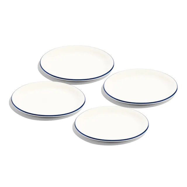made-in-cookware-set-of-4-appetizer-plates-8-inch-white-with-navy-rim-porcelain- image 1