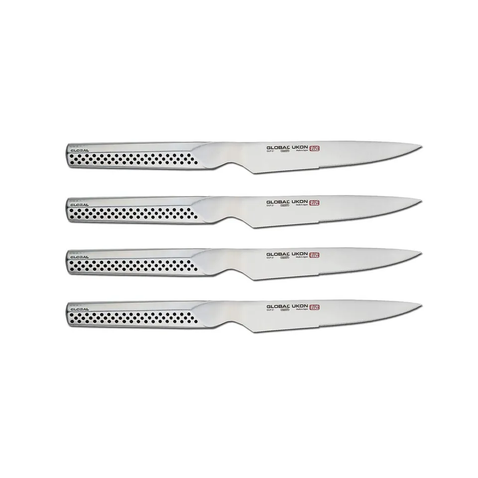 global-ukon-4-piece-steak-knife-set-cromova-18-stainless-steel-serrated-steak-kn image 1