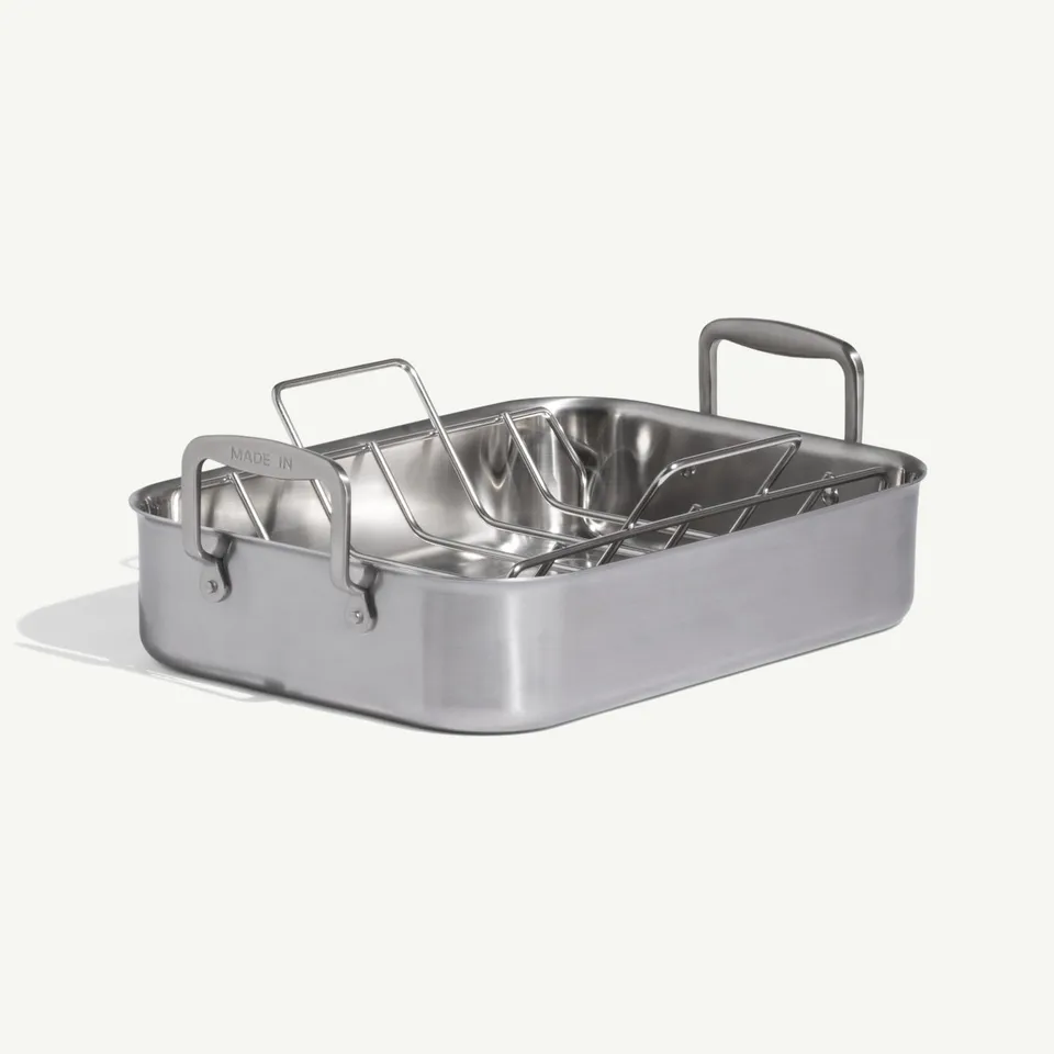 made-in-stainless-clad-roasting-pan-5-ply-stainless-steel-induction-compatible-l image 1