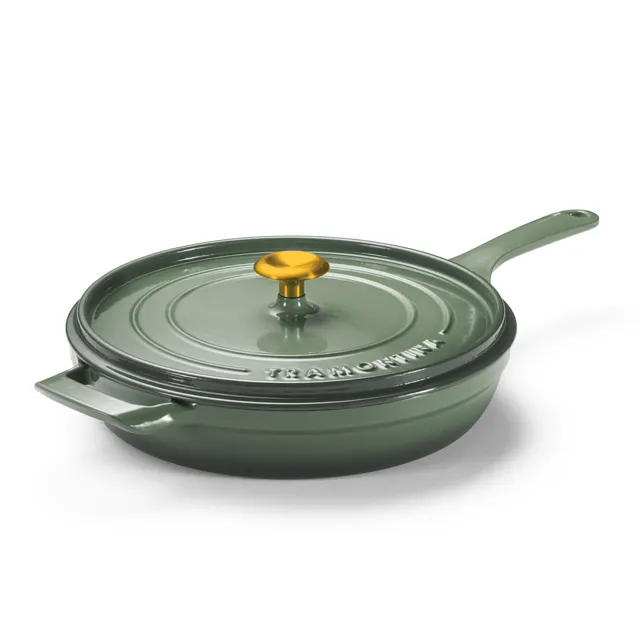 tramontina-12-inch-enameled-cast-iron-skillet-with-lid-blue-or-white image 1