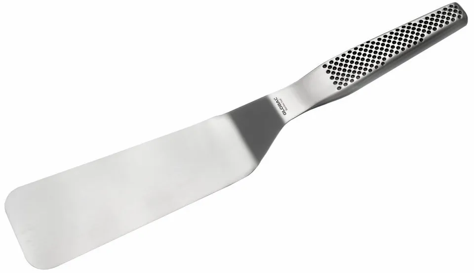 global-small-round-tip-turner-plain-edge-stainless-steel-spatula-cromova-18-sand image 1