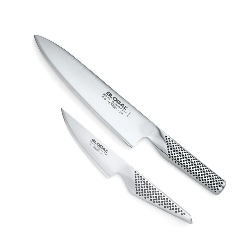 global-g-series-2-piece-kitchen-knife-set-forged-stainless-steel-seamless-hollow image 1