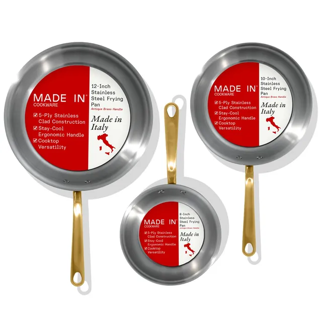 made-in-stainless-clad-3-piece-frying-pan-set-8-10-12-with-antique-brass-stay-co image 1