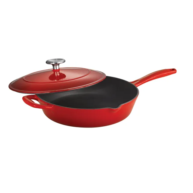 tramontina-bestow-10-inch-enameled-cast-iron-covered-skillet-gradated-red image 1
