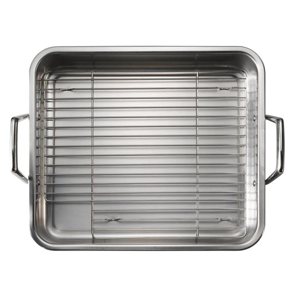 tramontina-prima-16-5-in-stainless-steel-deep-roasting-pan-with-basting-grill-v- image 1