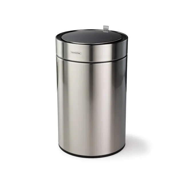 tramontina-3-17-gallon-stainless-steel-round-sensor-trash-can-with-capped-lid image 1