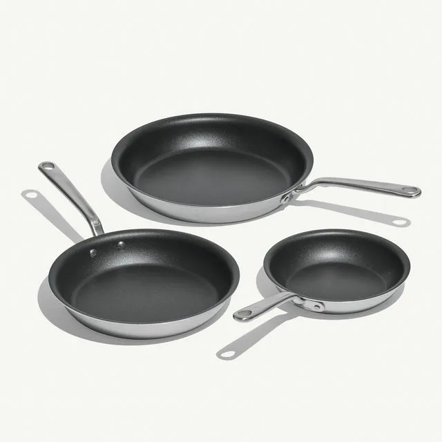 made-in-procoat-non-stick-frying-pan-set-multi-size-stainless-clad-nonstick-skil image 1
