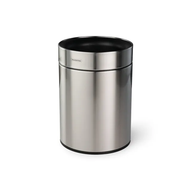 tramontina-2-38-gallon-stainless-steel-round-open-top-waste-bin image 1