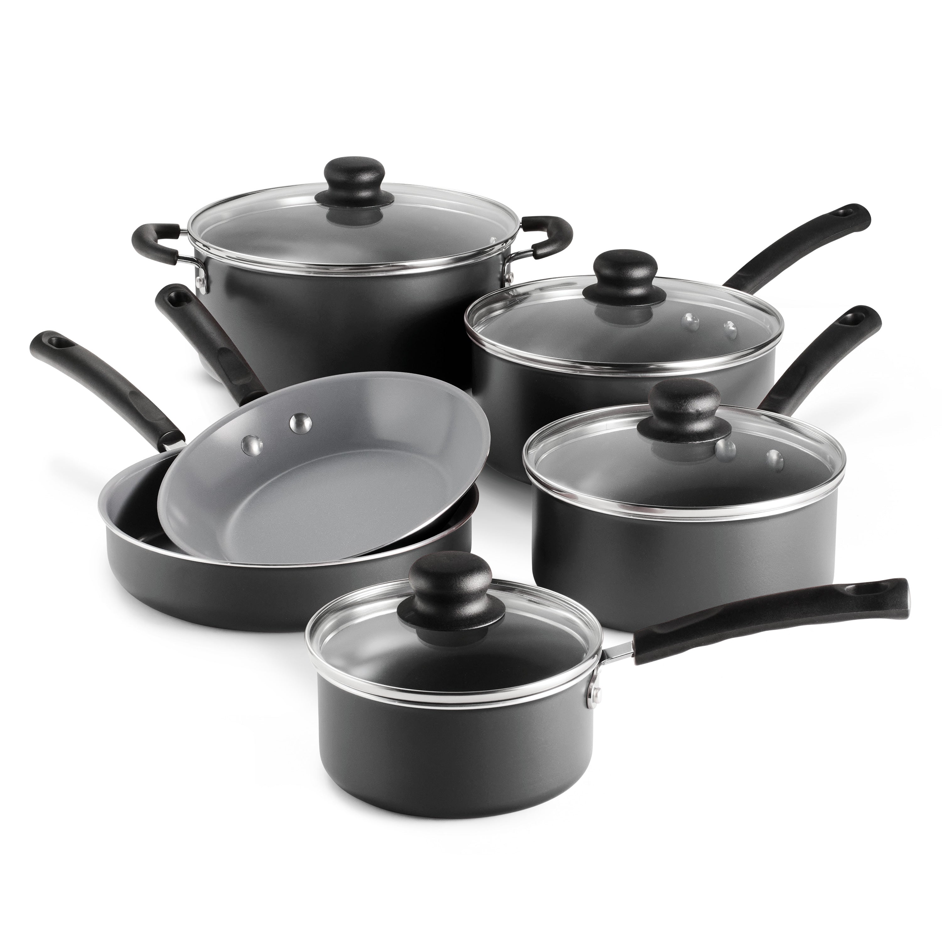 tramontina-10-piece-ceramic-nonstick-cookware-set-steel-gray-with-tempered-glass image 1