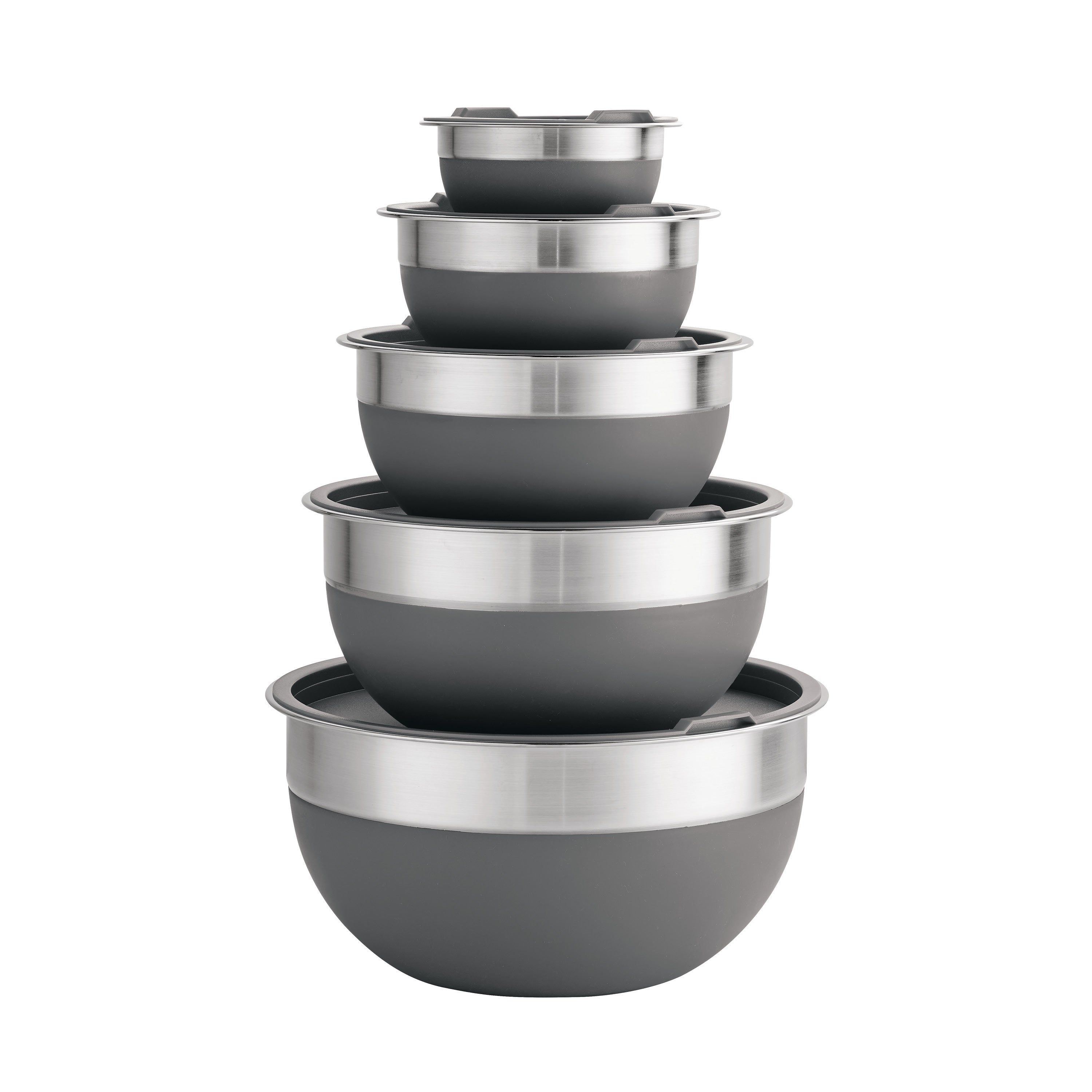 tramontina-gourmet-10-piece-stainless-steel-and-silicone-covered-mixing-bowl-set image 1
