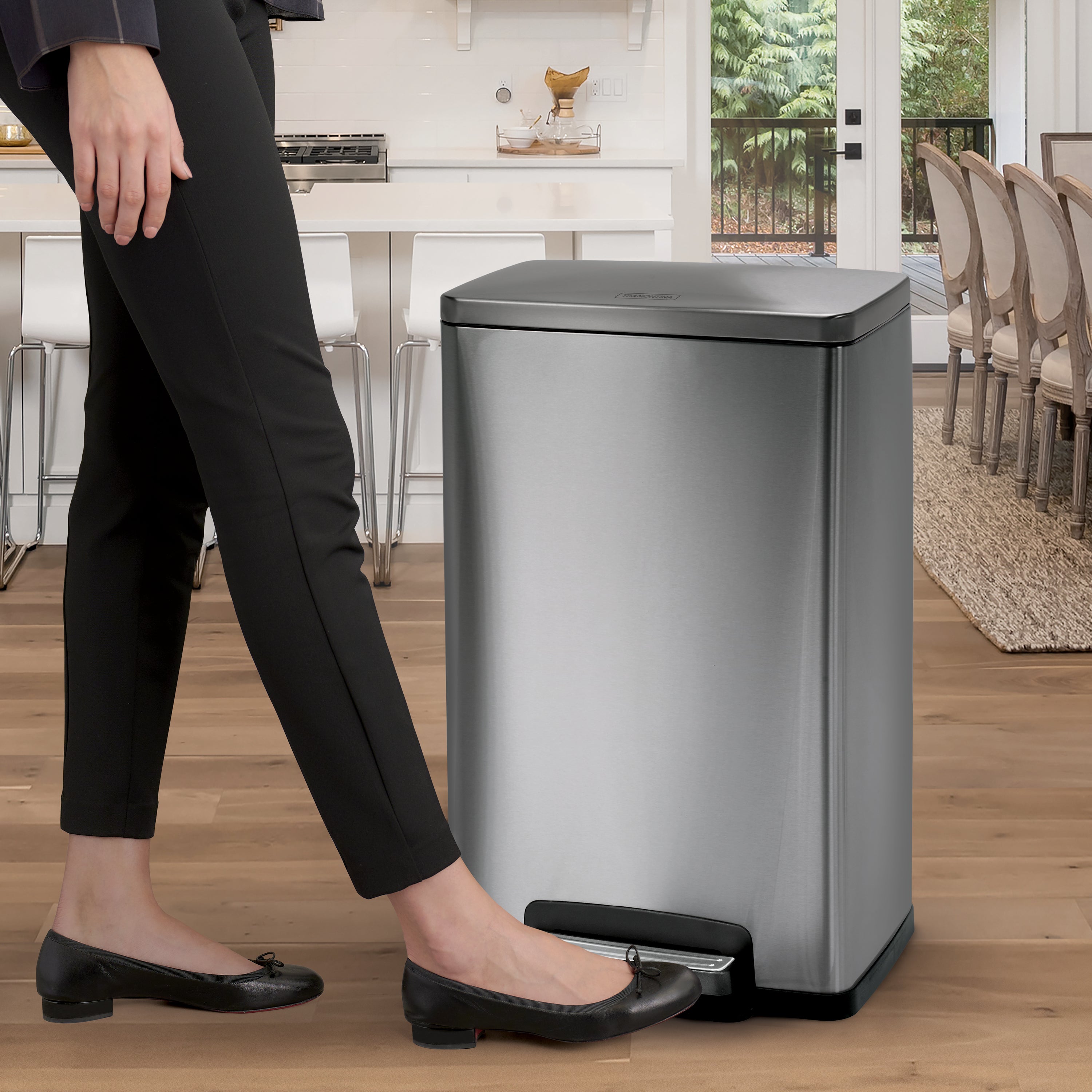 tramontina-13-gallon-rectangle-stainless-steel-step-trash-can-with-soft-close-li image 2