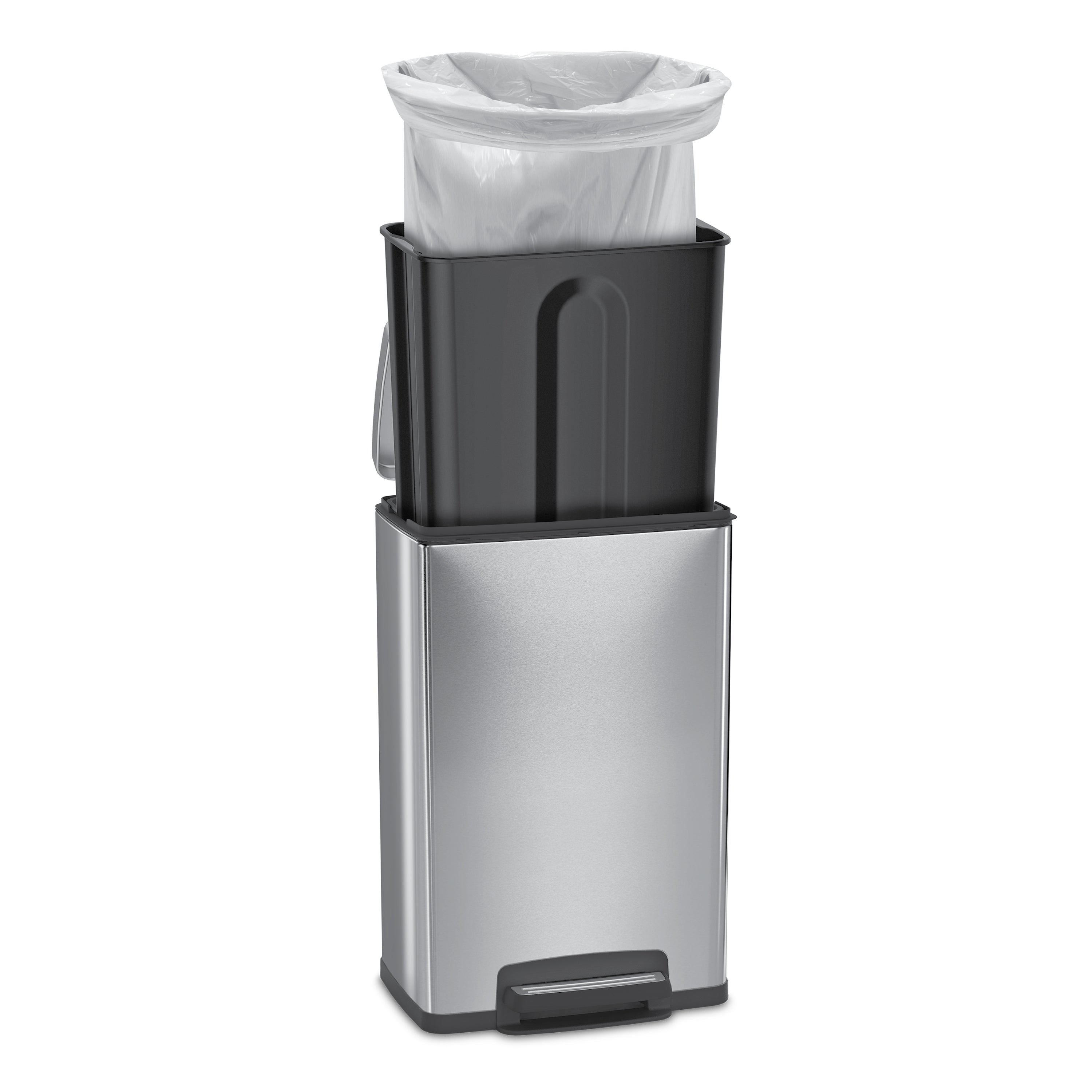 tramontina-13-gallon-rectangle-stainless-steel-step-trash-can-with-soft-close-li image 5