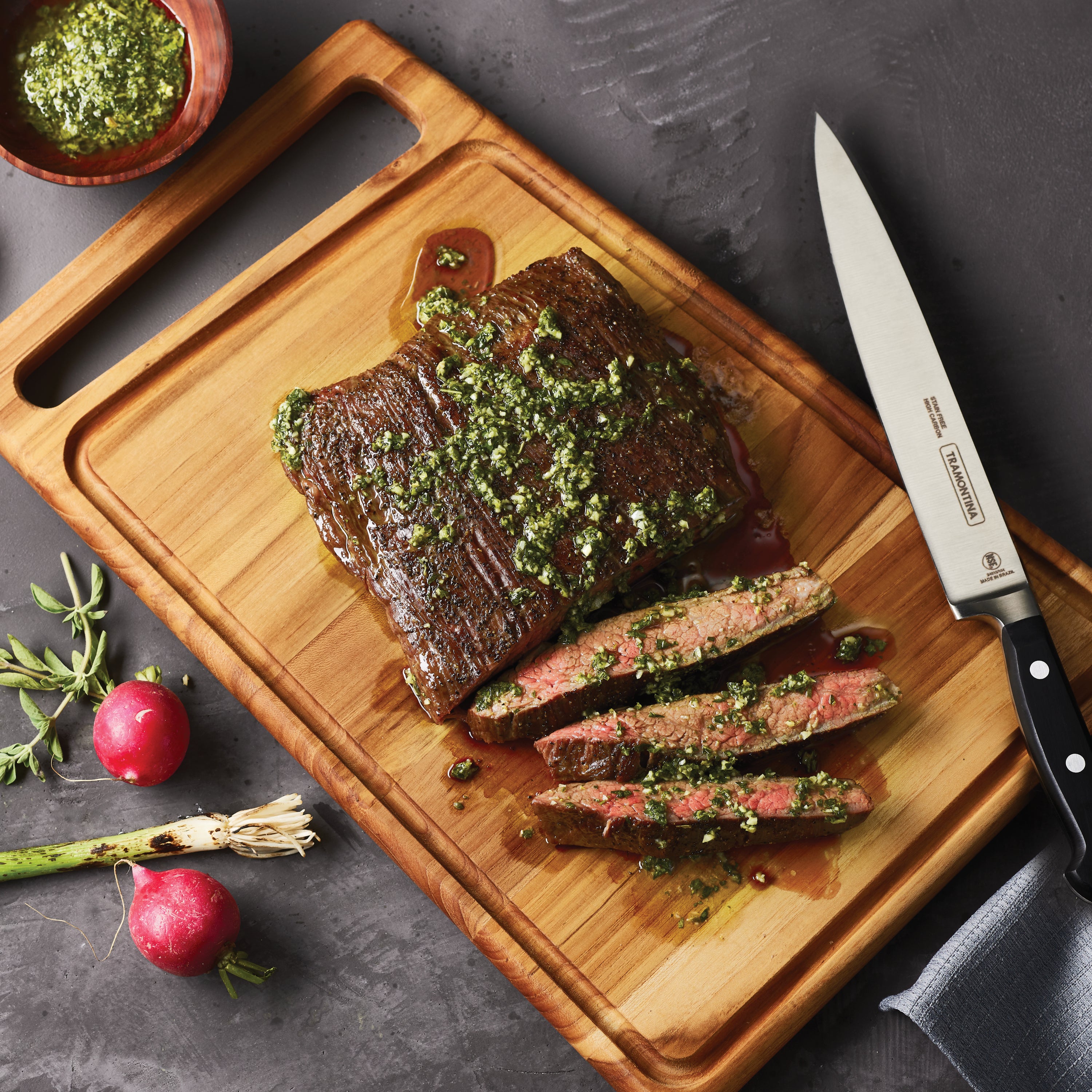 tramontina-15-75-in-x-10-5-in-teak-wood-rectangle-cutting-board-with-groove image 3
