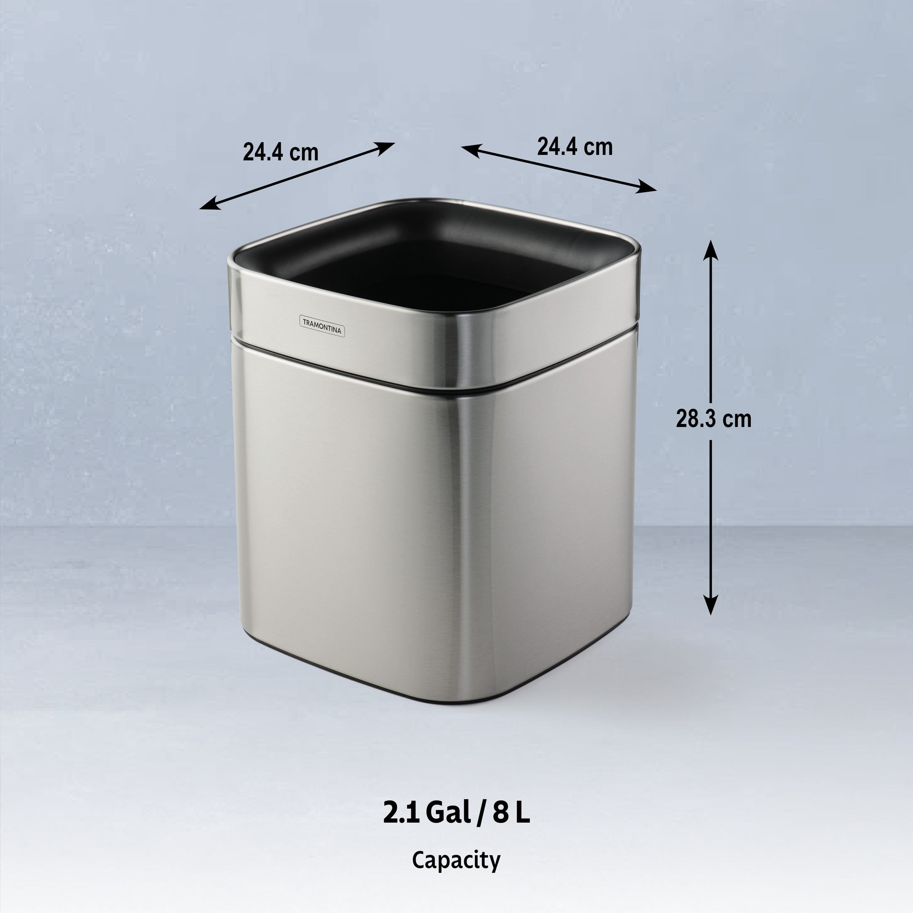 tramontina-2-11-gallon-stainless-steel-square-open-top-waste-bin image 7