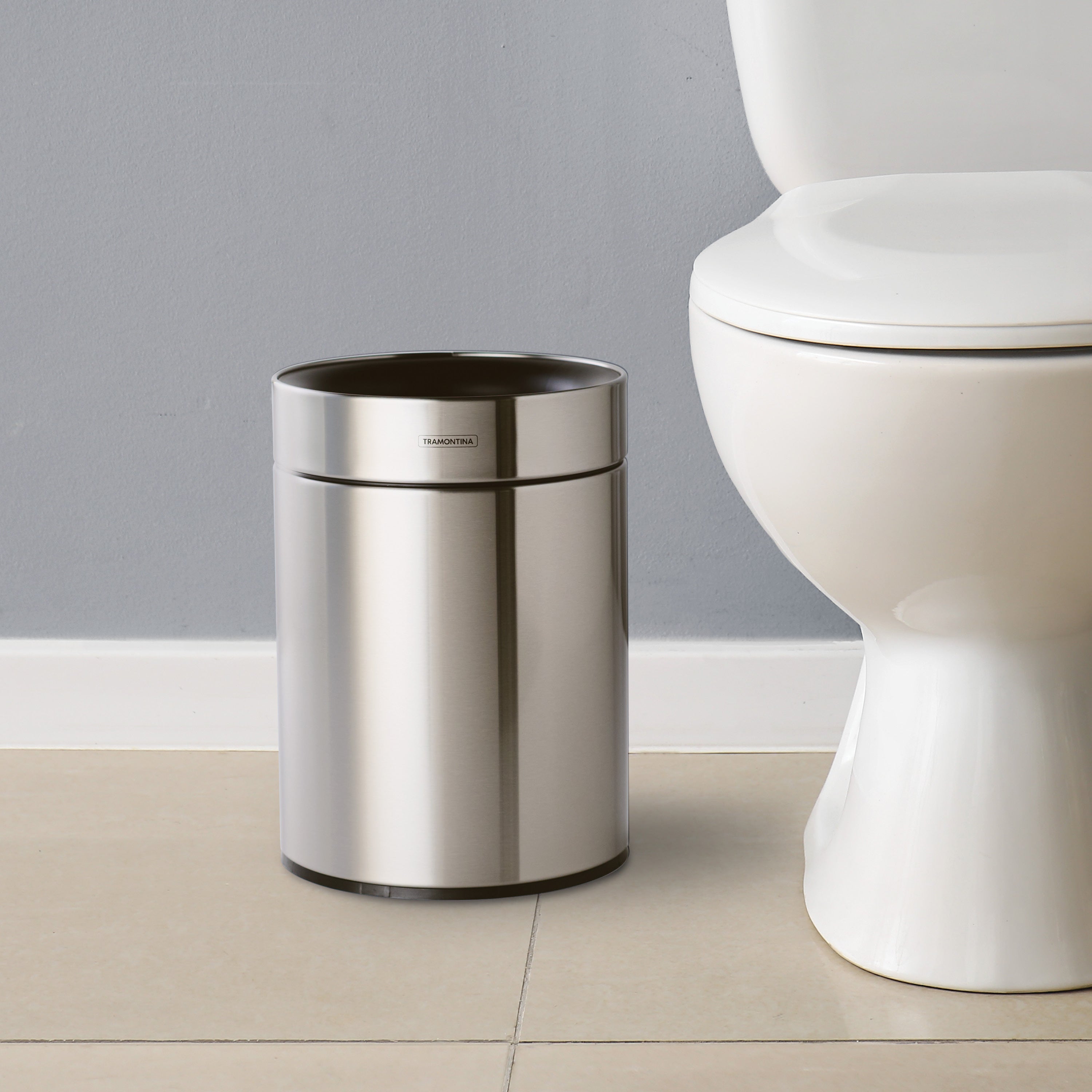 tramontina-2-38-gallon-stainless-steel-round-open-top-waste-bin image 2