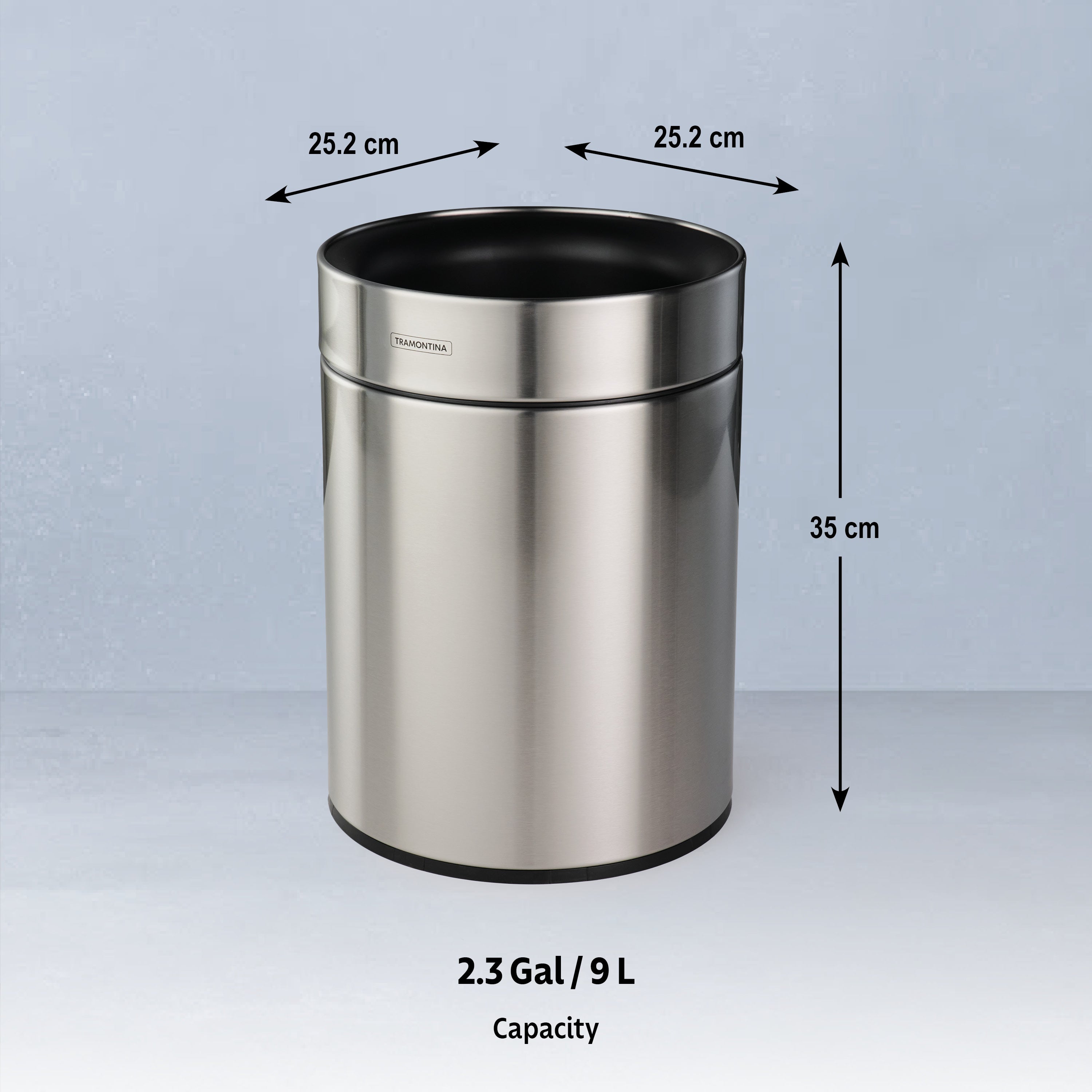 tramontina-2-38-gallon-stainless-steel-round-open-top-waste-bin image 5