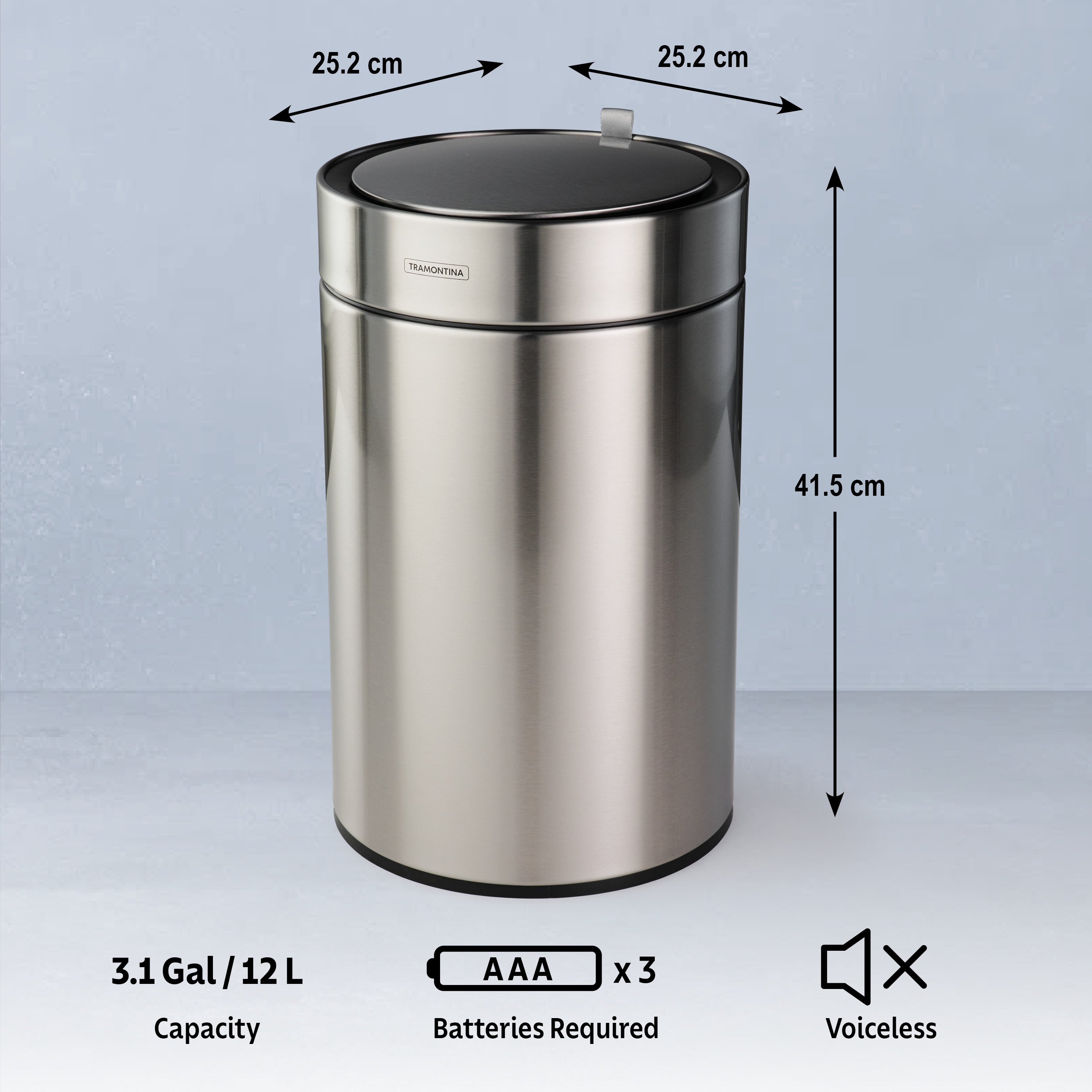 tramontina-3-17-gallon-stainless-steel-round-sensor-trash-can-with-capped-lid image 3
