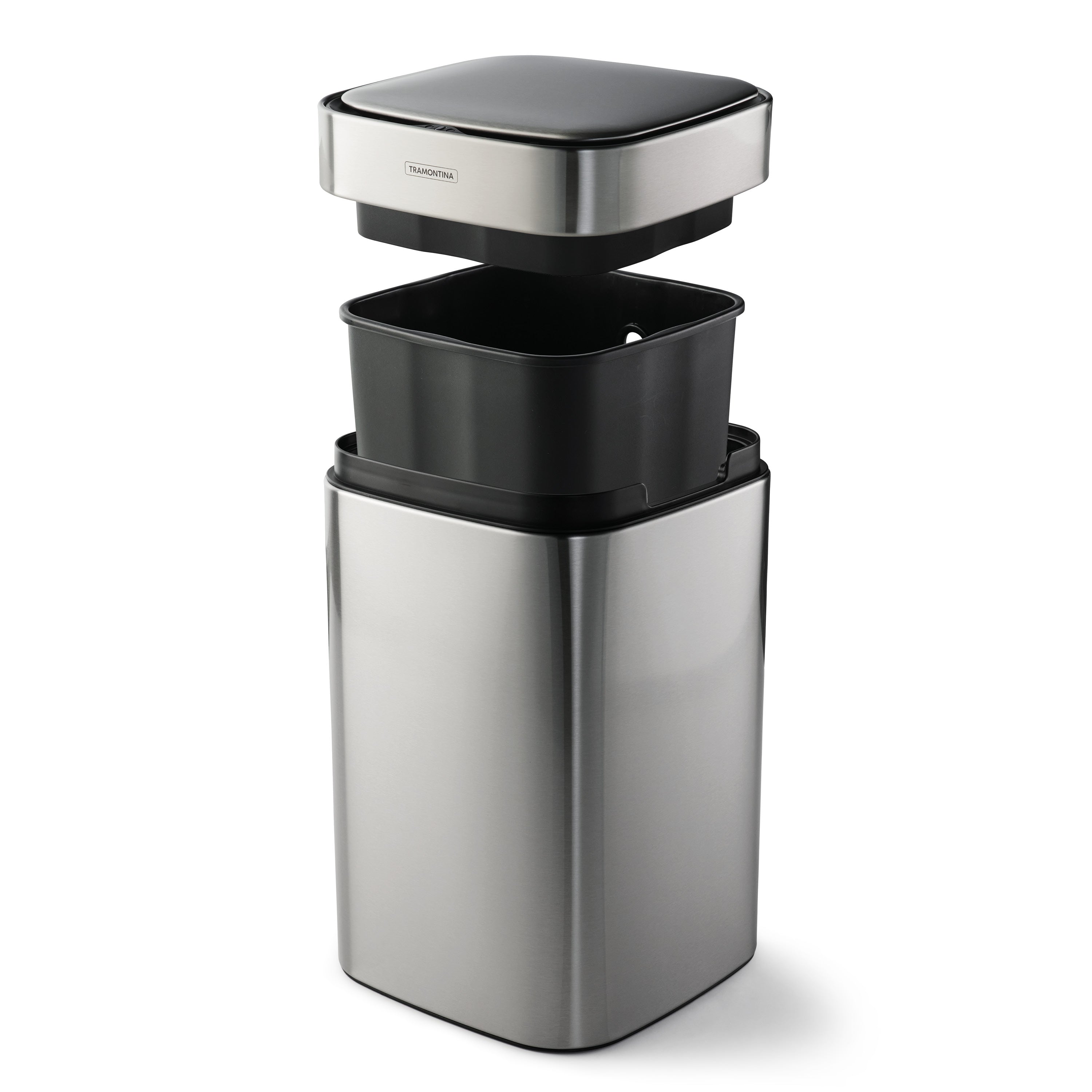 tramontina-3-17-gallon-stainless-steel-square-sensor-trash-can-with-stainless-st image 3