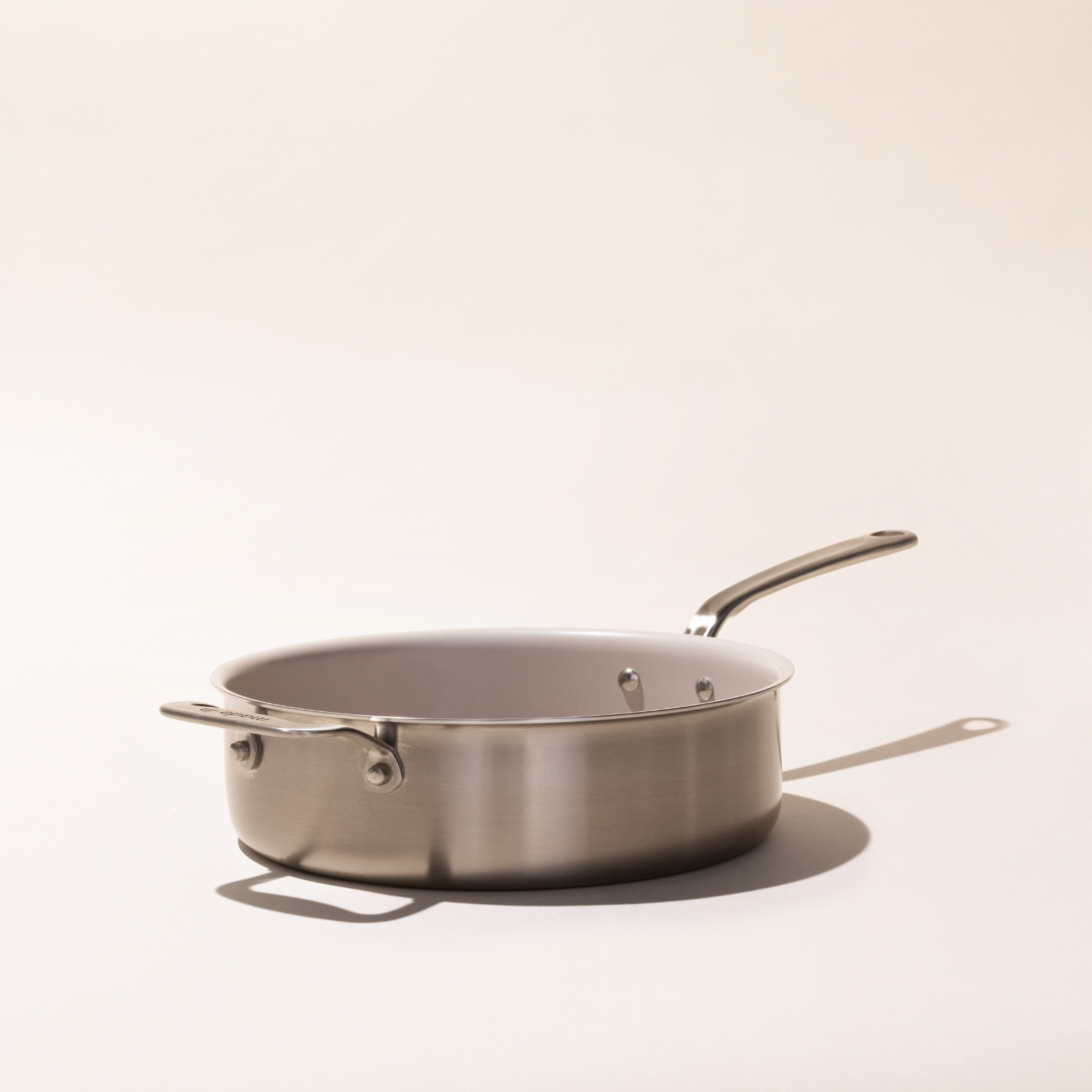 made-in-factory-seconds-procoat-non-stick-saute-pan-no-lid-wide-shallow-stainles image 1