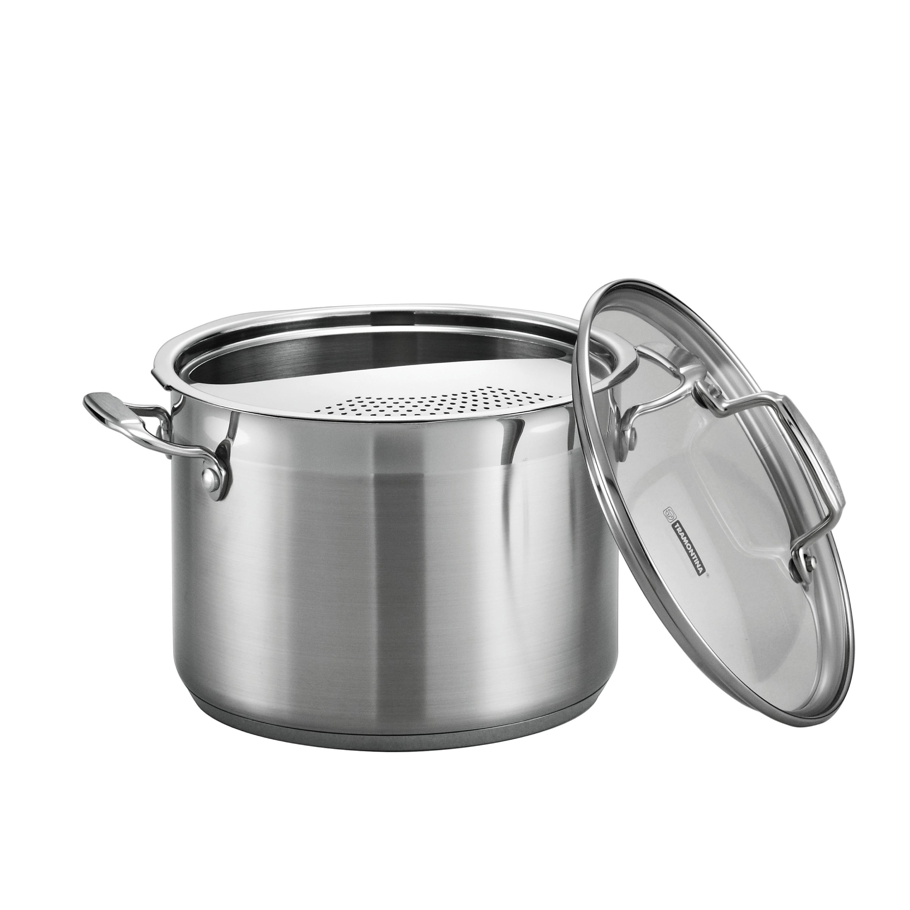 tramontina-gourmet-3-piece-6-quart-stainless-steel-pasta-cooker-with-strainer-in image 1