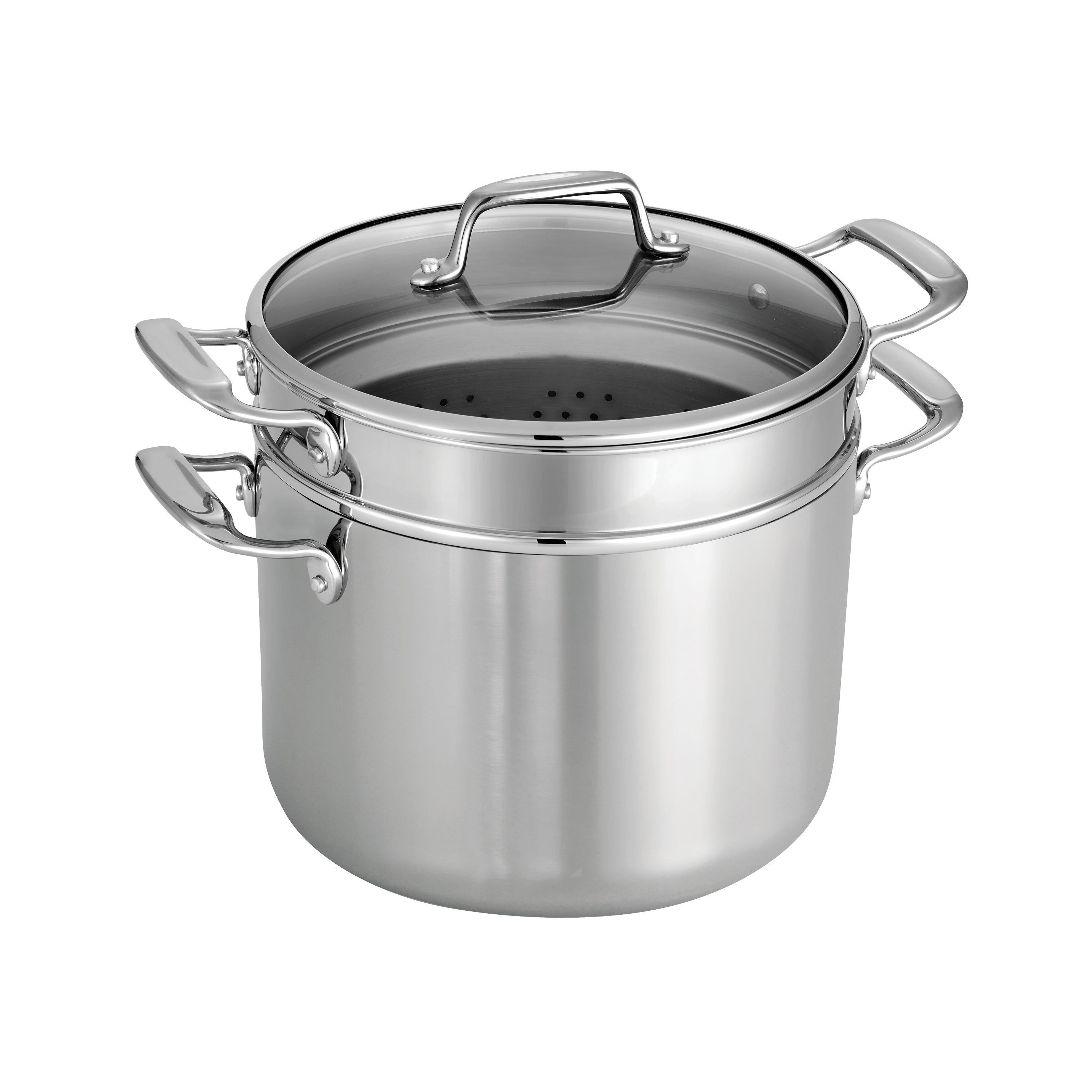 tramontina-tri-ply-clad-3-piece-multi-cooker-with-glass-lid-stainless-steel-stoc image 1