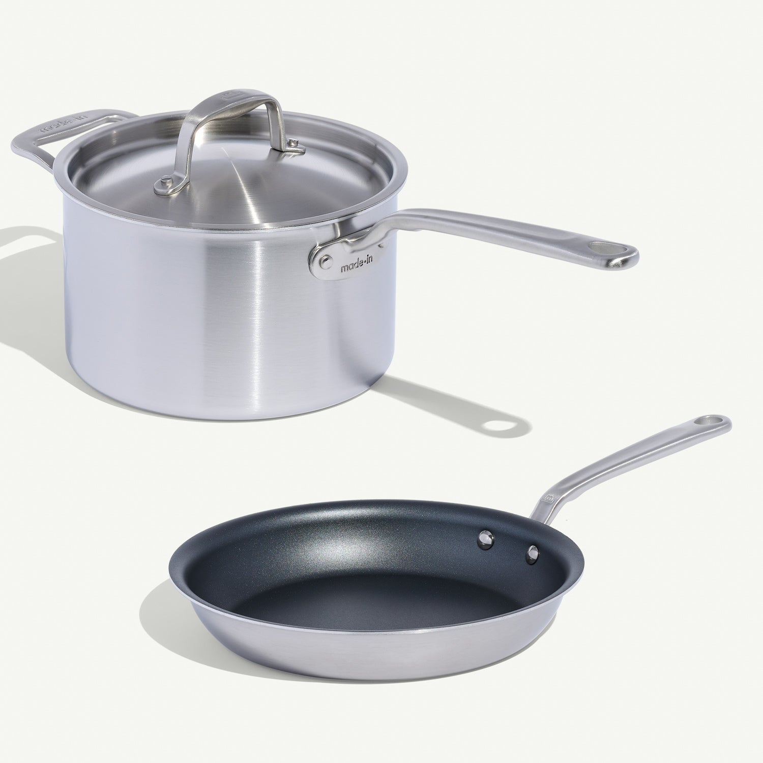 made-in-procoat-non-stick-set-stainless-clad-nonstick-cookware-set image 1