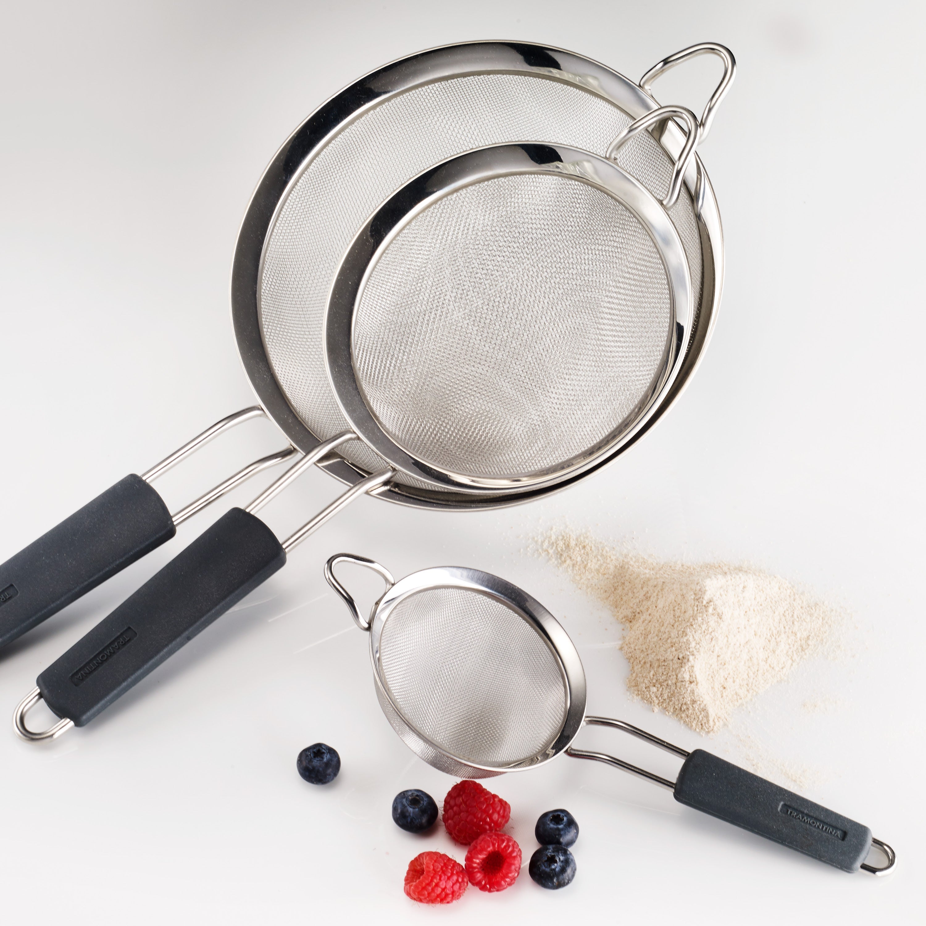 tramontina-3-pack-stainless-steel-mesh-strainers-with-silicone-grip-3-5-in-6-in- image 3