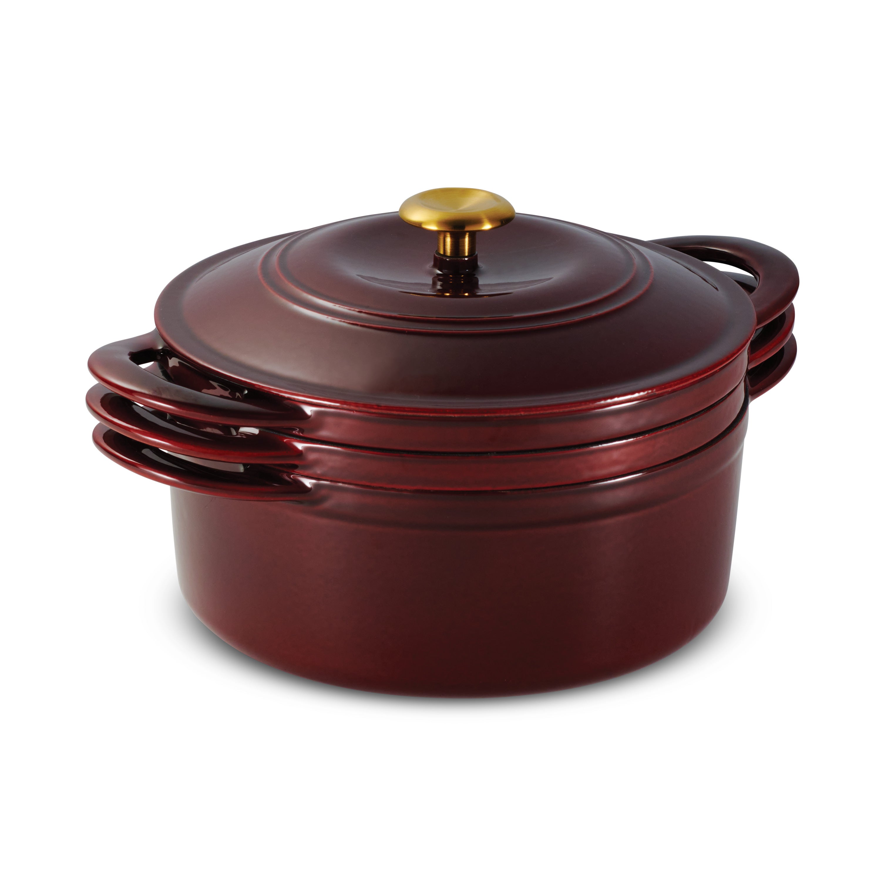 tramontina-4-piece-stackable-enamel-cast-iron-cookware-set-with-universal-lid-an image 3
