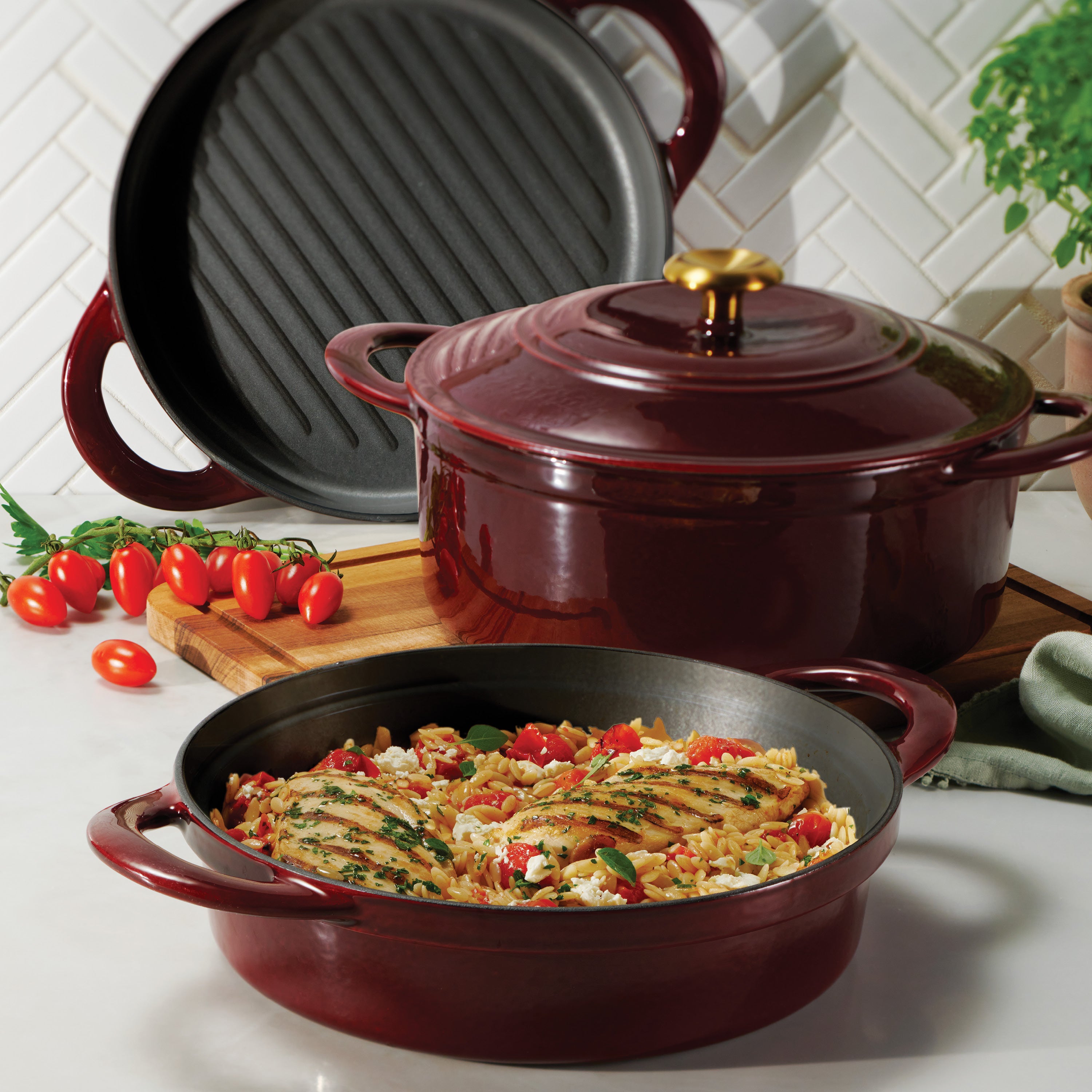 tramontina-4-piece-stackable-enamel-cast-iron-cookware-set-with-universal-lid-an image 2