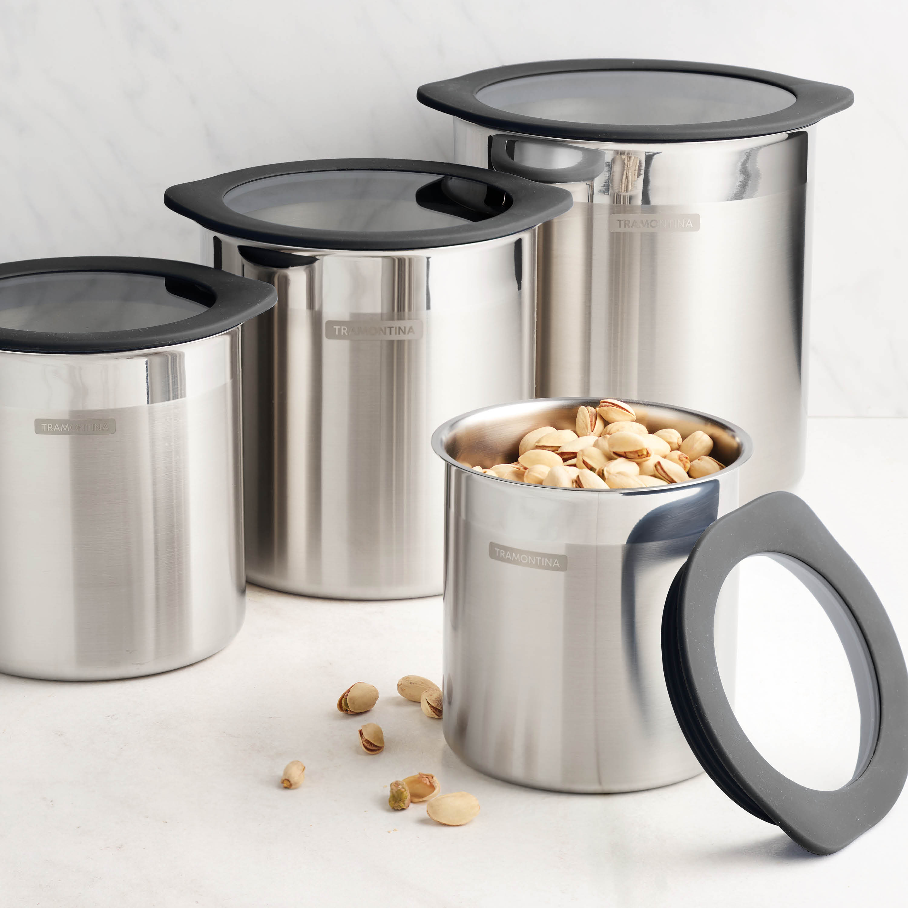 tramontina-4-piece-stainless-steel-canister-set-with-airtight-tempered-glass-lid image 8