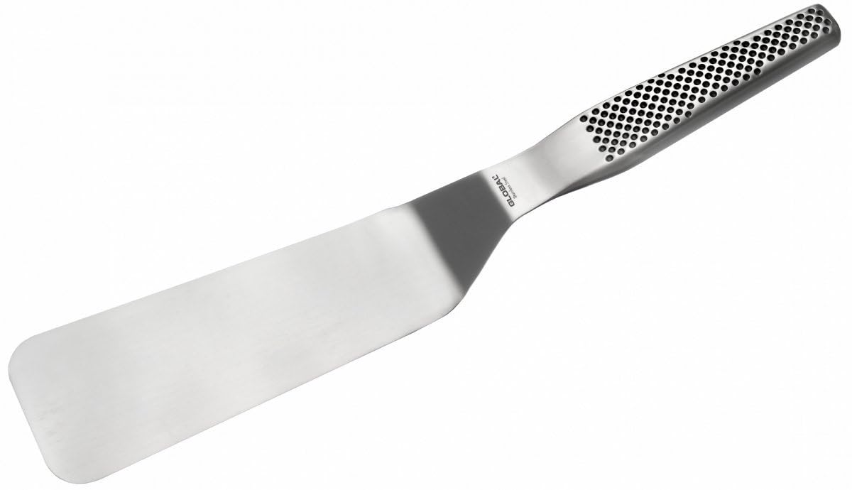 global-small-round-tip-turner-plain-edge-stainless-steel-spatula-cromova-18-sand image 1