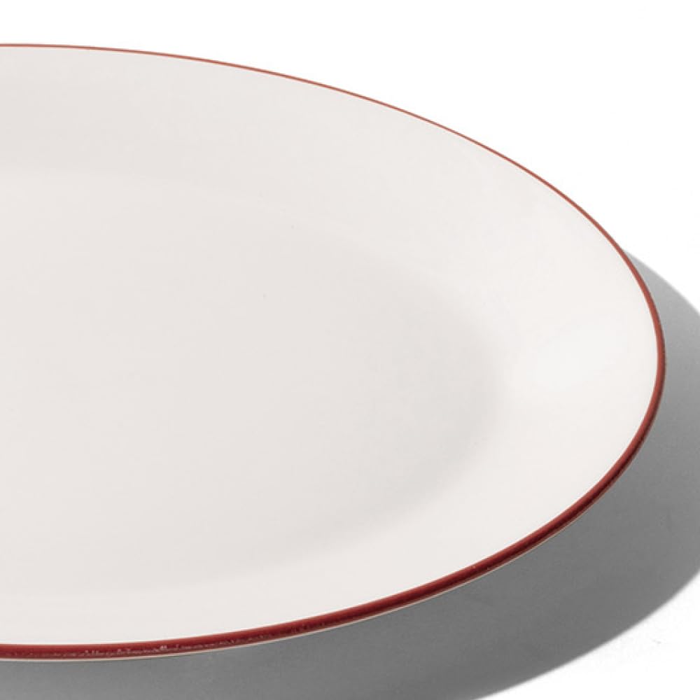made-in-serving-platter-13-inch-white-with-red-rim-fully-alumina-vitrified-porce image 2