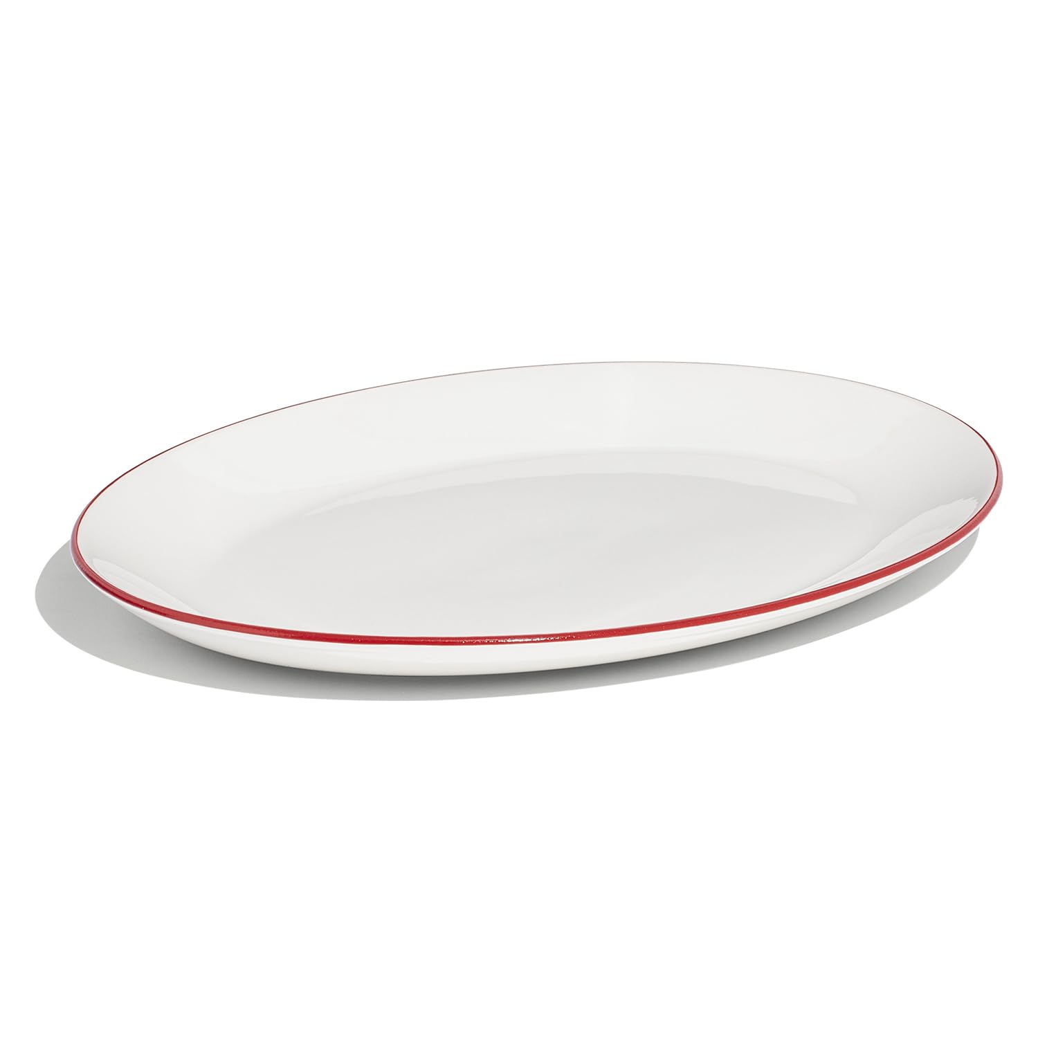 made-in-serving-platter-13-inch-white-with-red-rim-fully-alumina-vitrified-porce image 1