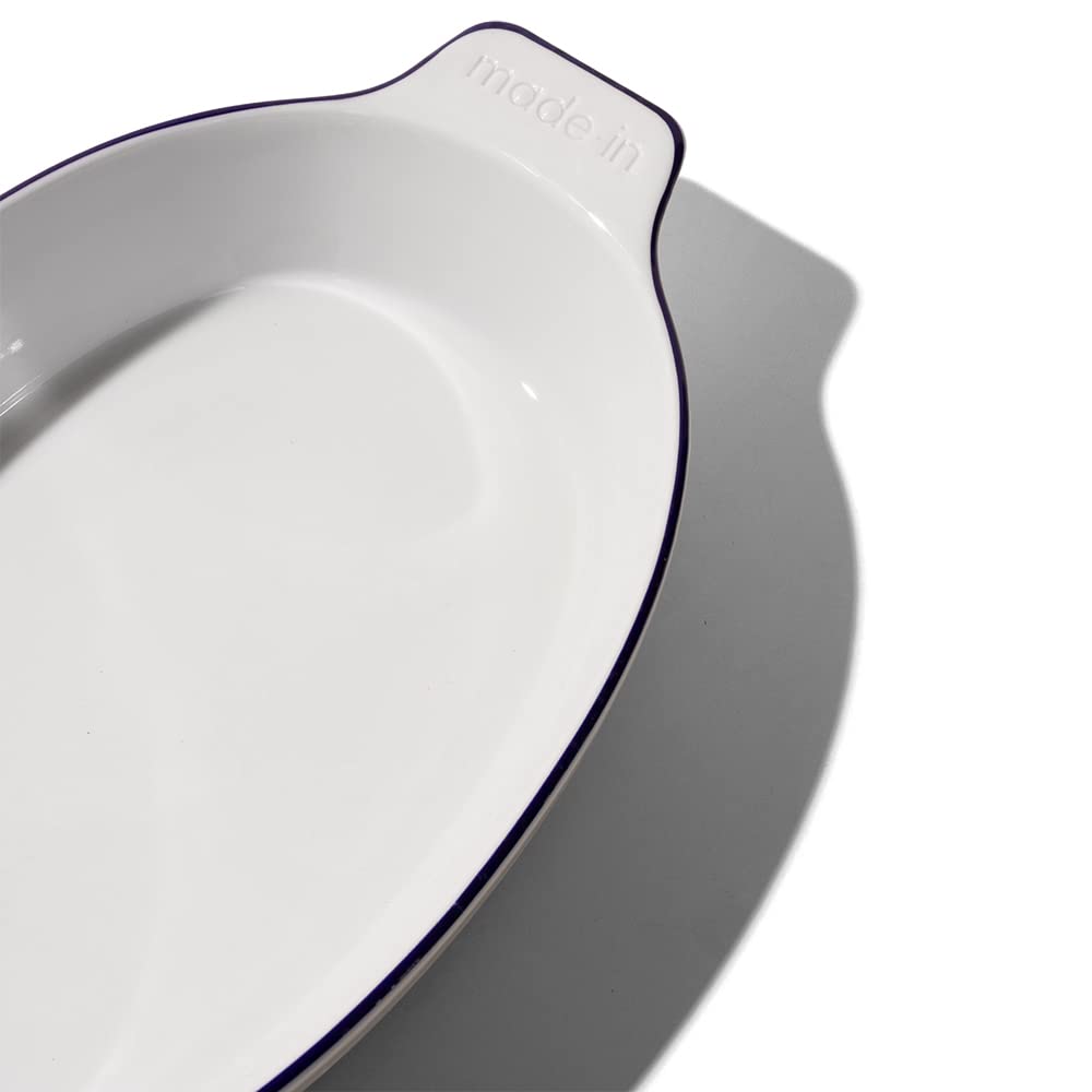 made-in-oval-baking-dish-navy-rim-handcrafted-french-porcelain-bakeware-10-bakin image 2