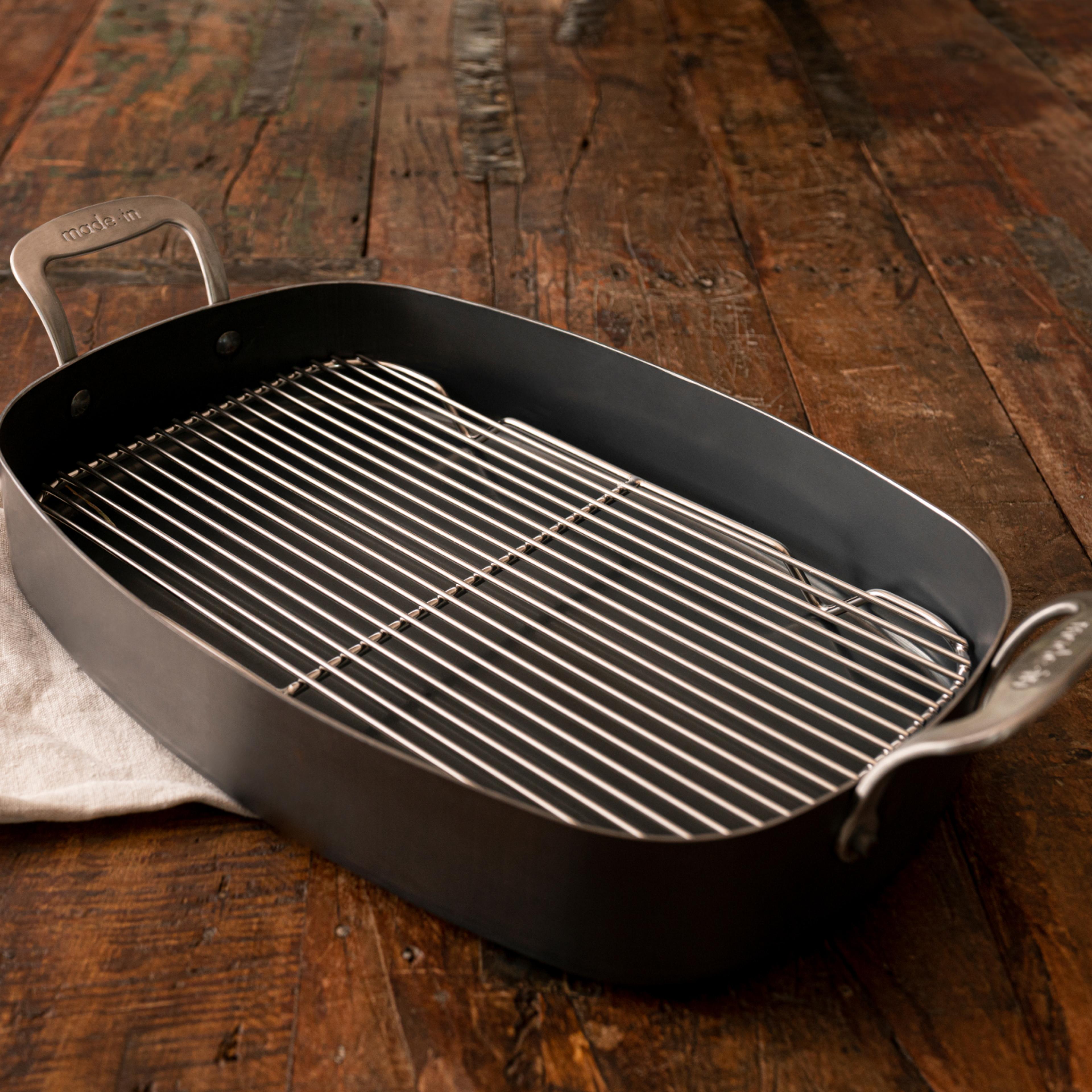 made-in-roasting-pan-rack-stainless-drip-preserving-rack-for-even-airflow-and-cr image 6